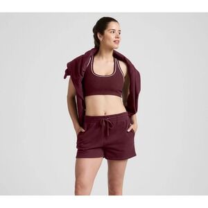 Beyond Yoga Womens Fleece Sweat Short NWT XL Burgundy LuxeFleece Athleisure